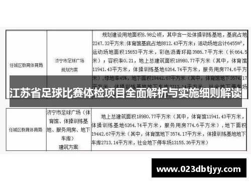 江苏省足球比赛体检项目全面解析与实施细则解读